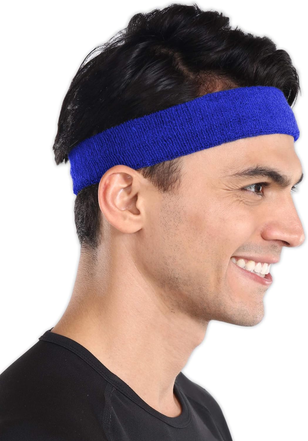 Sweat Headbands - Sports Head Sweatbands for Athletic Men & Women - Stretchy & Soft Cotton Terry Cloth Bands for Working Out, Tennis, Gymnastics, Basketball, Baseball, Football, Running, Gym Exercise : Clothing