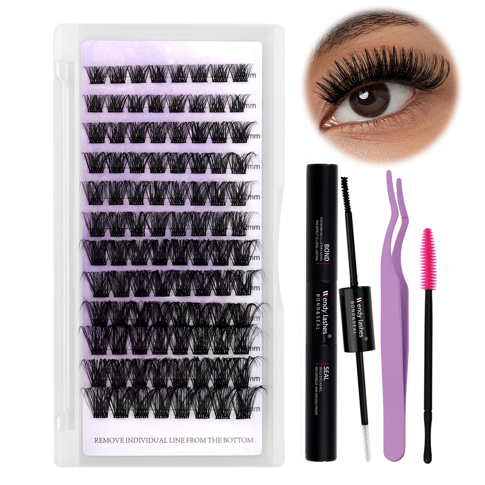 Cluster Lashes Kit D Curl 0.07mm Natural Lash Clusters C9 Wispy 8-16mm Mixed Individual Eyelashes DIY Lash Extensions Kit Application At Home(TZ-C9-0.07-D-816) — image 1