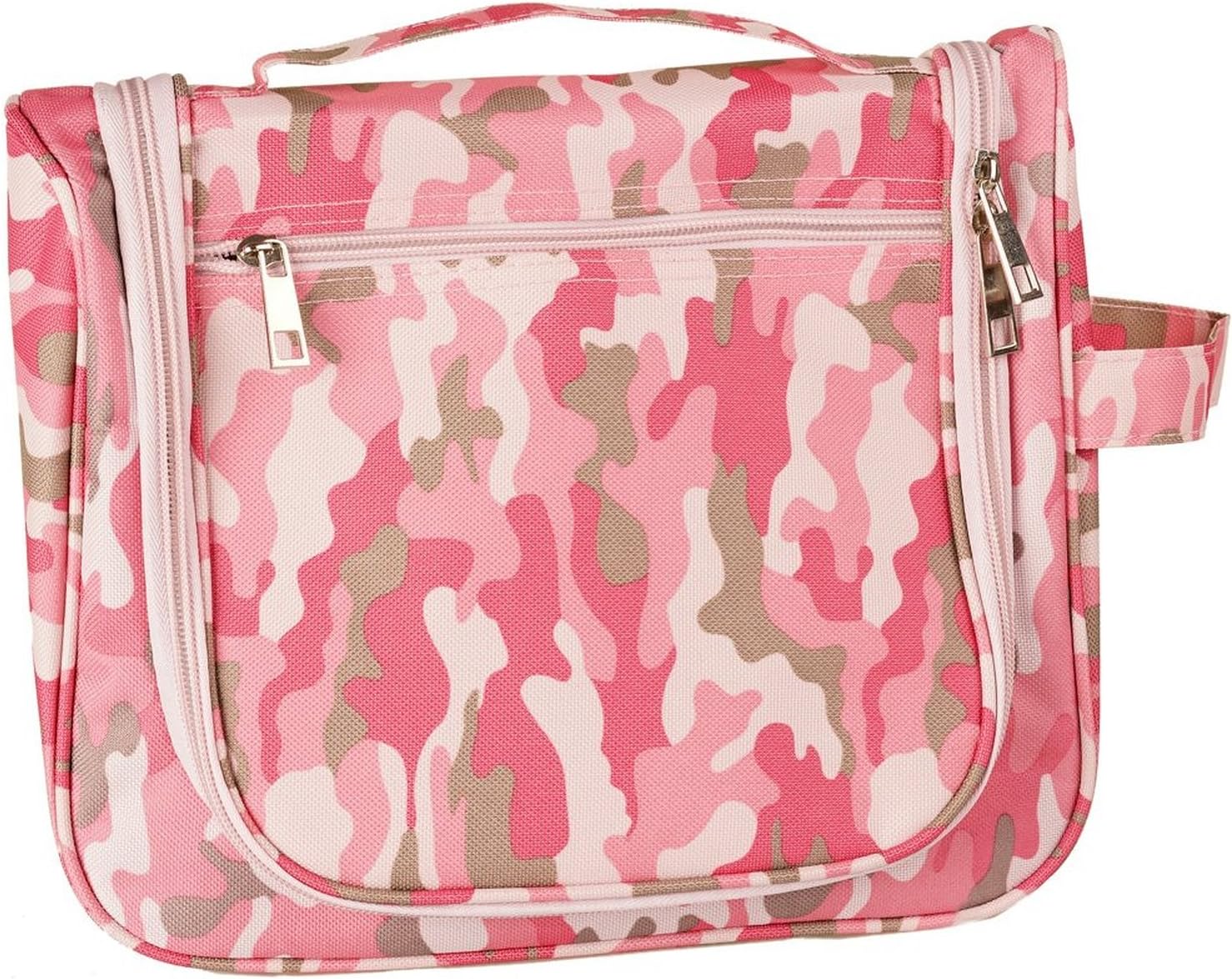 UrCool Big Capacity Portable Camouflage Zipper Storage Bag Cosmetic Wash Organizer Toiletry Travel Clutch Camo Bag Handbag Case Bathroom Drawer Dividers Women Makeup Pouch Kit with Hanging Hook