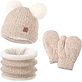 Toddler Hat Scarf Glove Set 2t-4t Boy Girls Winter Beanie Hat Neck Warmer Mitten Kids Hats And Gloves Ages 4-8 Fleece Lined