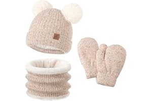 DS DADOU&XIAOSHAN Toddler Hat Scarf Glove Set 2t-4t Boy Girls Winter Beanie Hat Neck Warmer Mitten Kids Hats And Gloves Ages 4-8 Fleece Lined