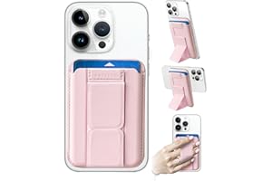 ArtsEvo Magnetic Wallet with Stand and Finger Loop, compatible with iPhone MagSafe Wallet for iPhone 15/14/13/12 Series (Not for iPhone 13/12 Mini). Max 3 Card Holder, Pink