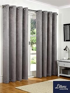 Faux Suede Grey Ring Top Eyelet Fully Lined Readymade Curtain