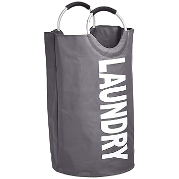 AmazonBasics - Stoff-Wäschekorb mit Aluminium-Griff, Dunkelgrau: Amazon