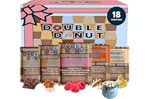 Double Donut Coffee Flavored Hot Chocolate Packets Variety Pack,18 Count Includes Classic, Chocolate Raspberry, Salted Caramel & Peppermint