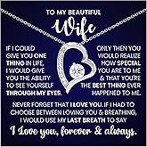 Wife Necklace Gift From Husband| Mothers Day Necklace for Her| Soulmate Anniversary or Birthday Jewelry| Hot Doe White Gold Cz Pendant Necklace