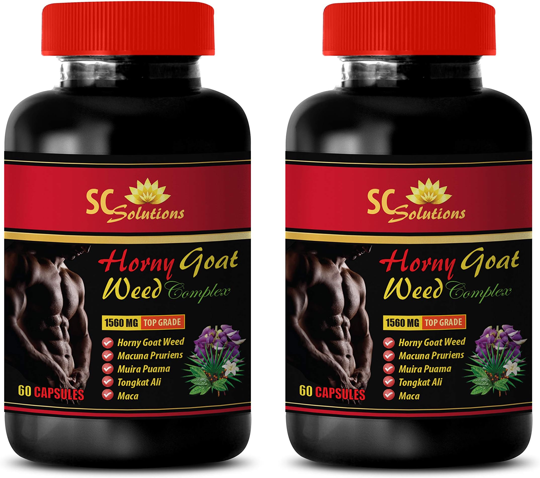 Enhancement All Male Natural - Horny Goat Weed - EPIMEDIUM 1560MG - All Natural Premium Herbal Blend - Promotes Healthy Sexual Vitality - Horny Goat Weed Black maca - 2 Bottles (120 Capsules)