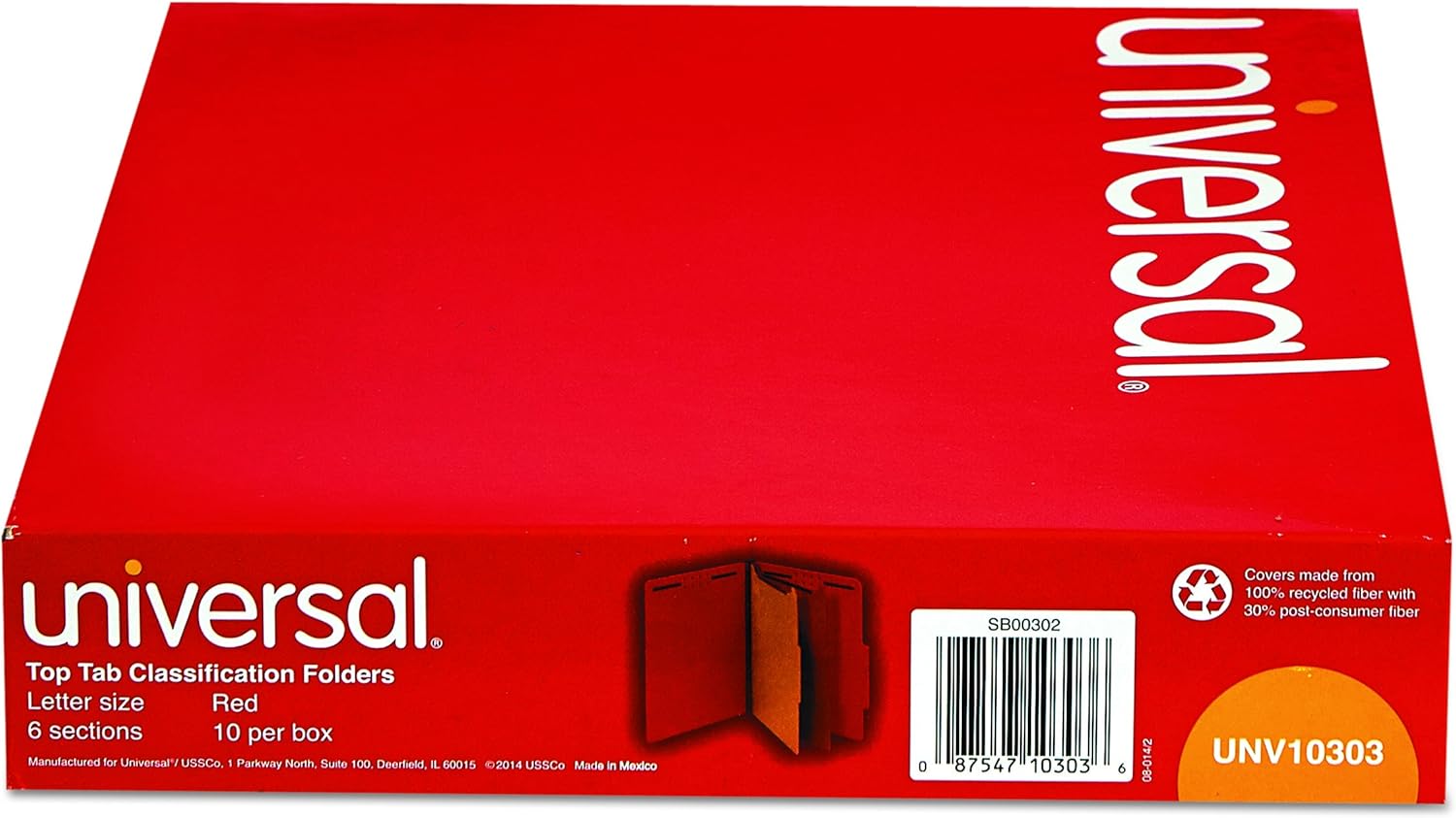 Universal - Pressboard Classification Folders, Letter, 6-Section, Ruby Red, 10/bx : Top Tab Classification Folders : Office Products