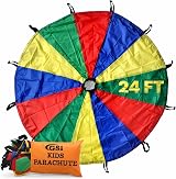 GSi 24 ft Rainbow Kids Play Parachute with Handles and Carry Bag