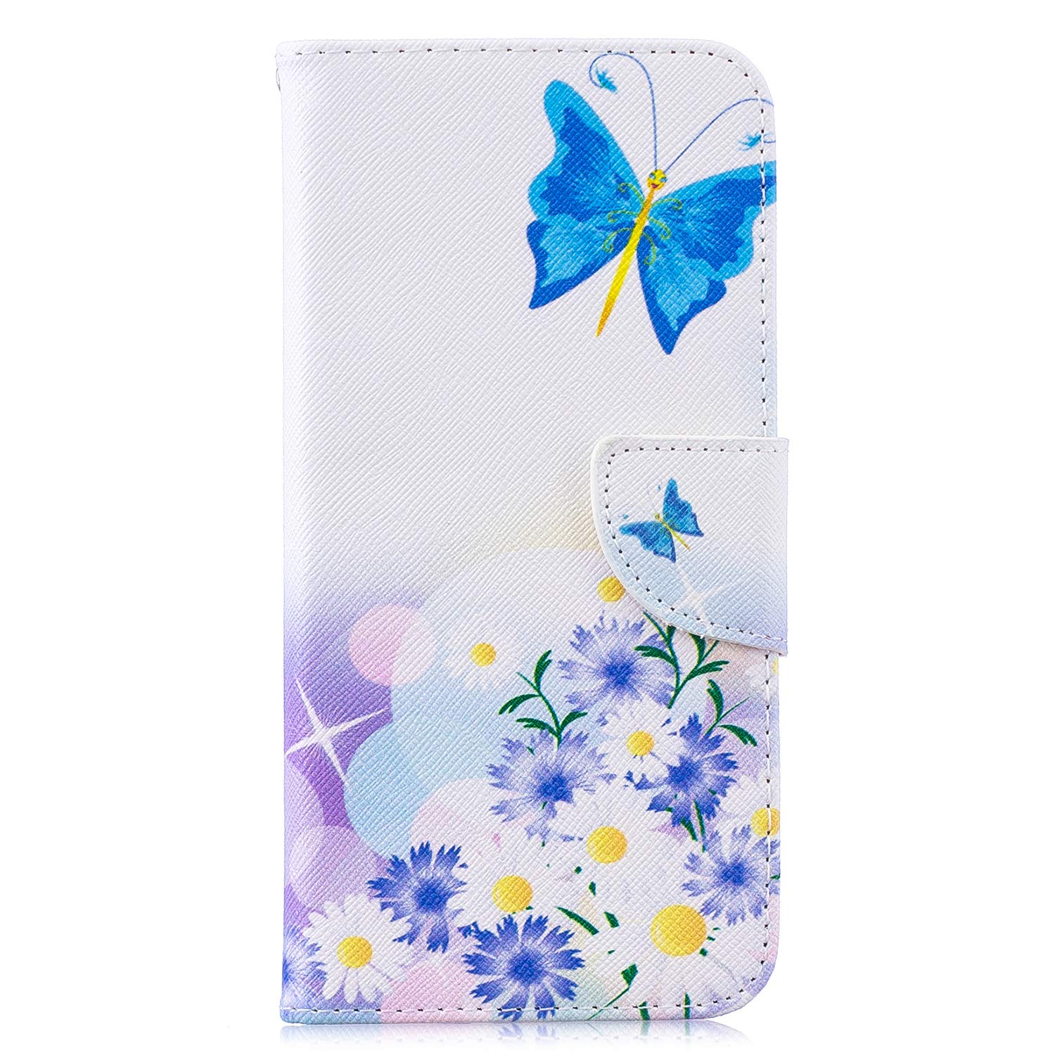 Nokia 2.4 Phone Case, Shockproof Flip PU Leather Notebook Wallet Phone Cases with Magnetic Clasp Stand Card Holder Slots Folio TPU Bumper Slim Fit Protective Cover for Nokia 2.4, Daisy Butterfly — image 1
