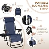Yaheetech 26 inch Zero Gravity Recliner Lounge Chair Navy Blue Set of 2 view 7