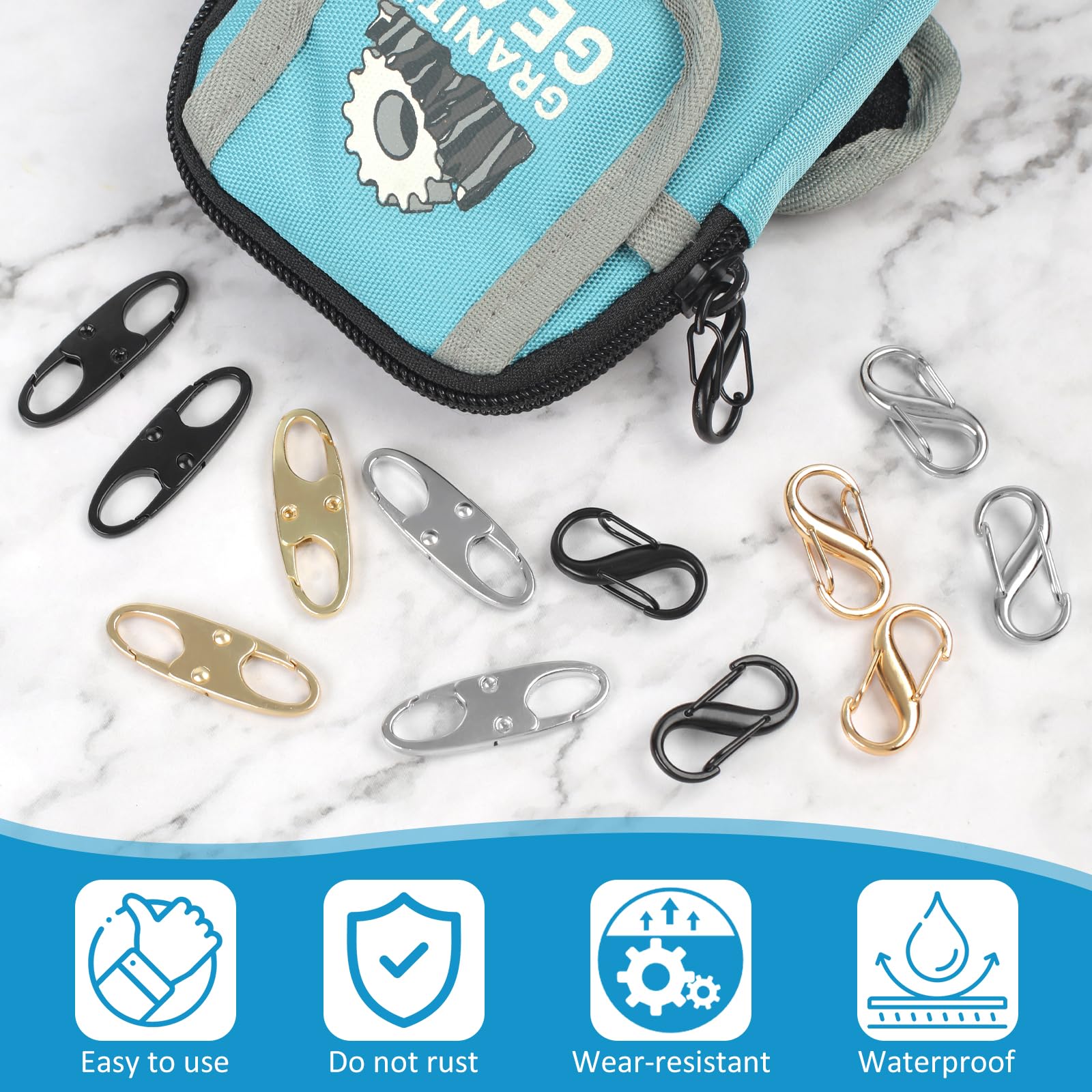 Phinus Lock Combo, Total 21PCS Clips Anti-Theft, Locks Anti-Theft for Luggage, Clothing, Backpacks, Boots, Purses, Travel Outdoor Sports(Black, Silver, Gold)