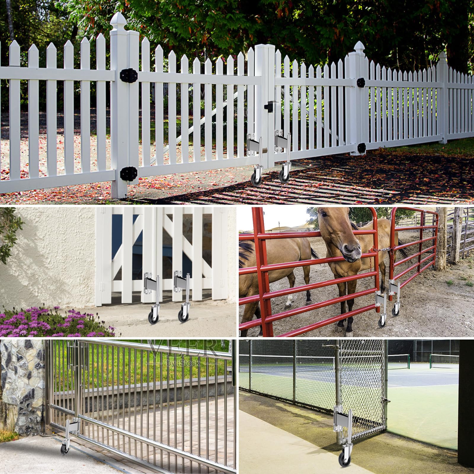 WOOSKY Spring Loaded Tube Gate Casters 4” Heavy