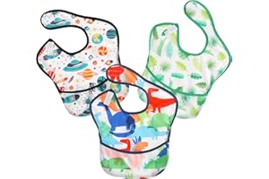 PandaEar 3 Pack Super Light Weight Baby Bib, Waterproof, Washable, Stain Oil and Odor Resistant 5-36 Months