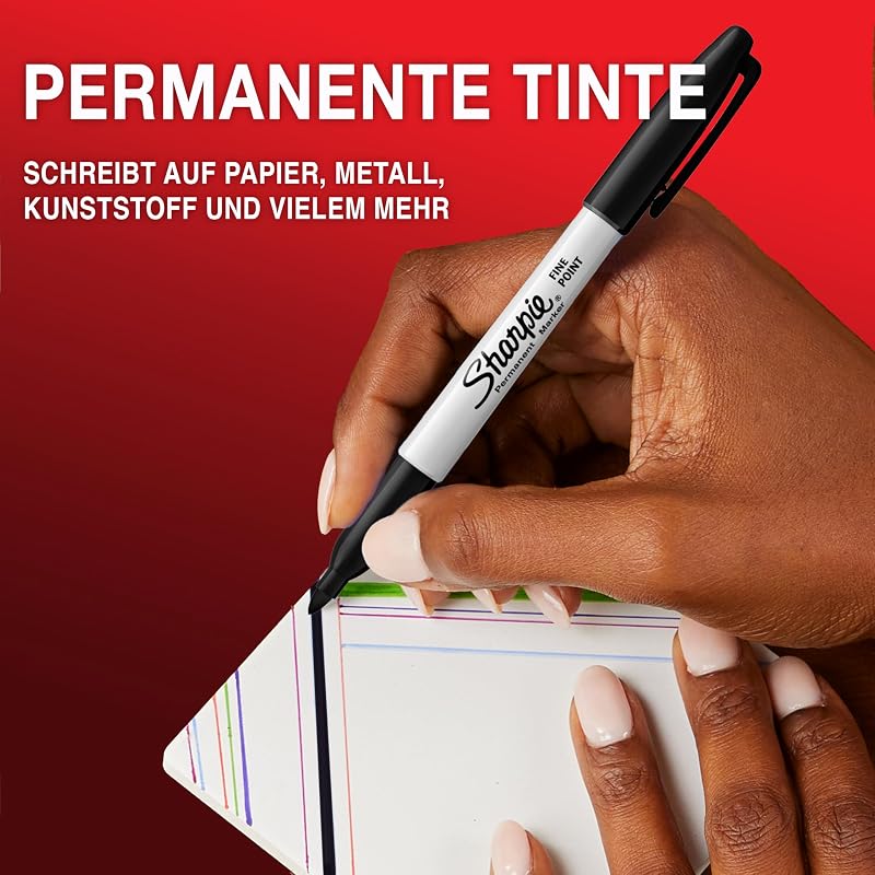 Permanent Marker | Marker Stifte mit feiner Spitze | schwarze permanente Tinte | 12 Stück Market Set
