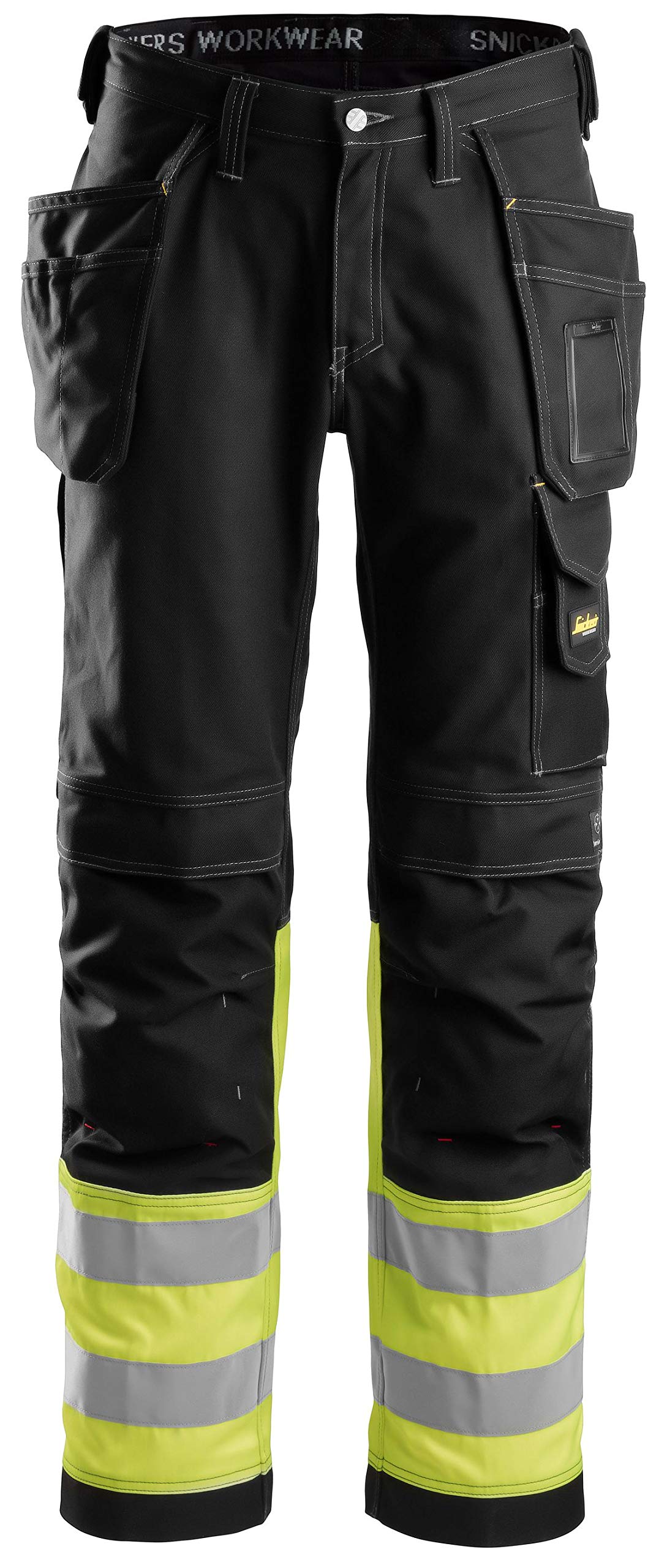 Snickers 32350466104 Size 104 Class 1 High-Vis Trousers - Black/Yellow