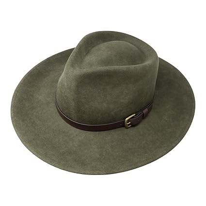 B&S Premium Lewis - Fedora Hut mit breiter Krempe - 100% Wollfilz - wasserfest - Lederband