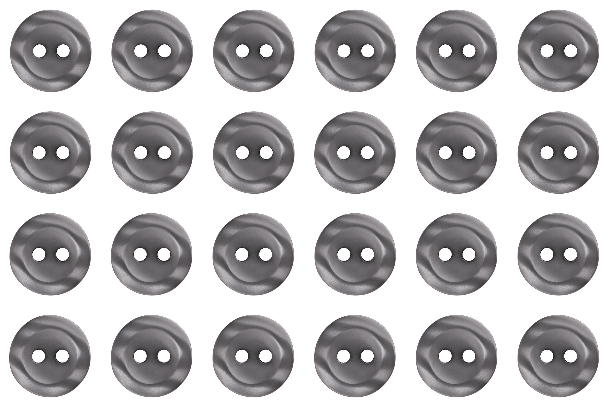 Pack of 24 Grey 11mm Round Sew On Plastic Buttons for Shirts Blouses Pearlescent Flat 2 Holes 18L