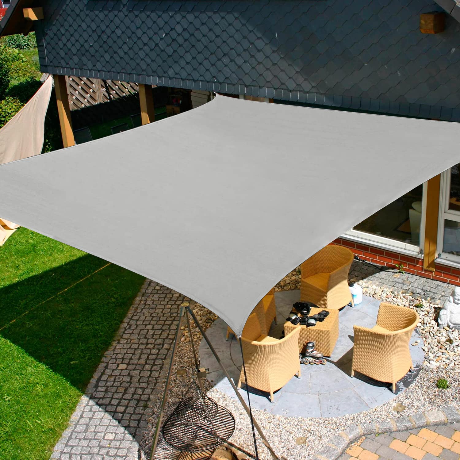 KANAGAWA Sun Shade Sail 10'x10' Gray Square UV Block Canopy Awning Shelter Fabric Cloth Screen for Outdoor Patio Garden Backyard Activities(Customizable) Image
