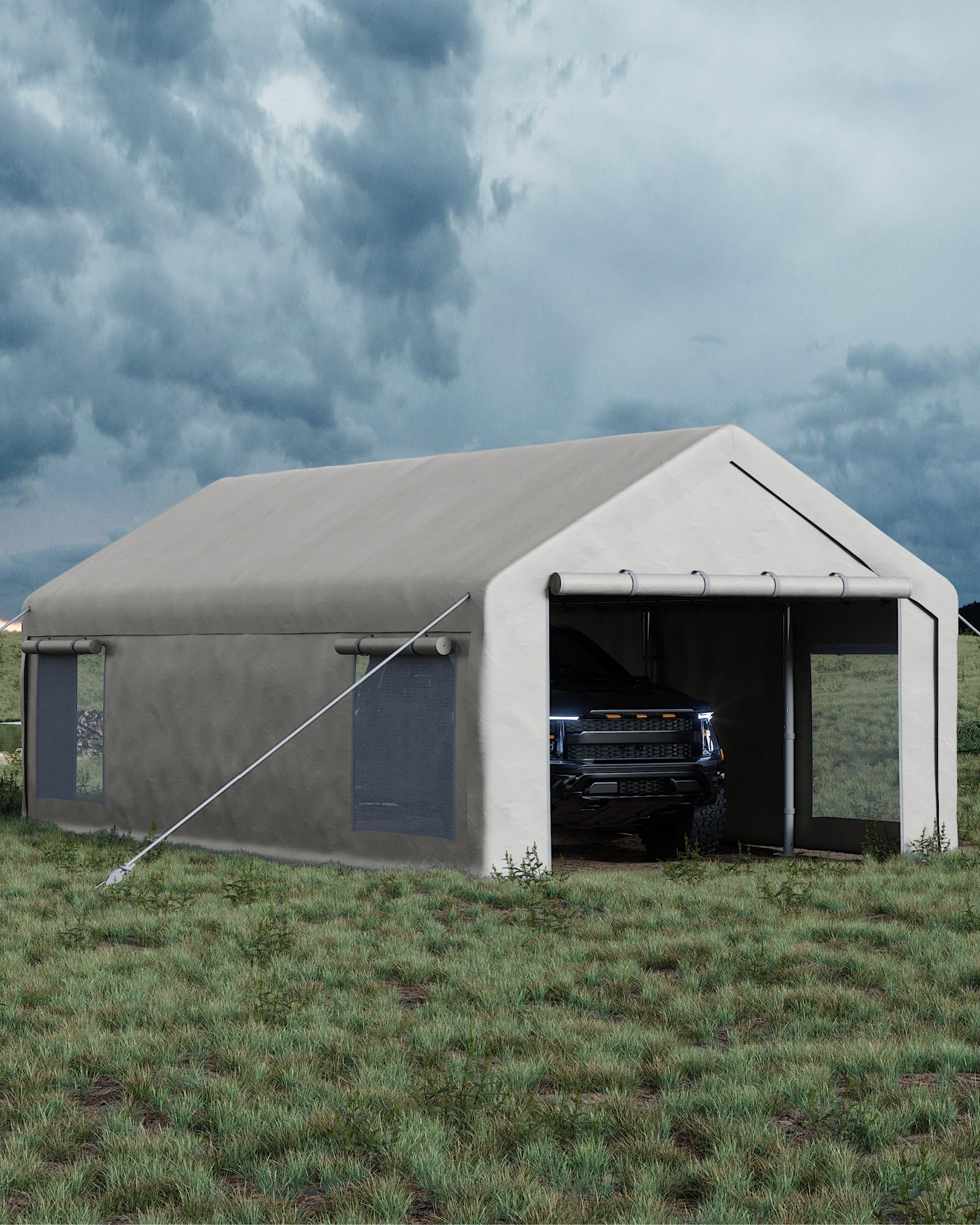 GarveeLife 13x25 Ft Carport with 10 Sandbags, Car