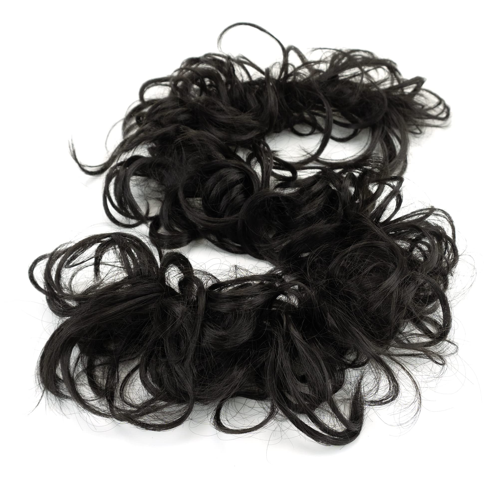 IMISSU Large Size Hairpiece Curly Messy Hair Bun Wrap Scrunchies Elastic Hair Band Donut Updo Chignon Hair Extension Piece for Women Girl (Black)