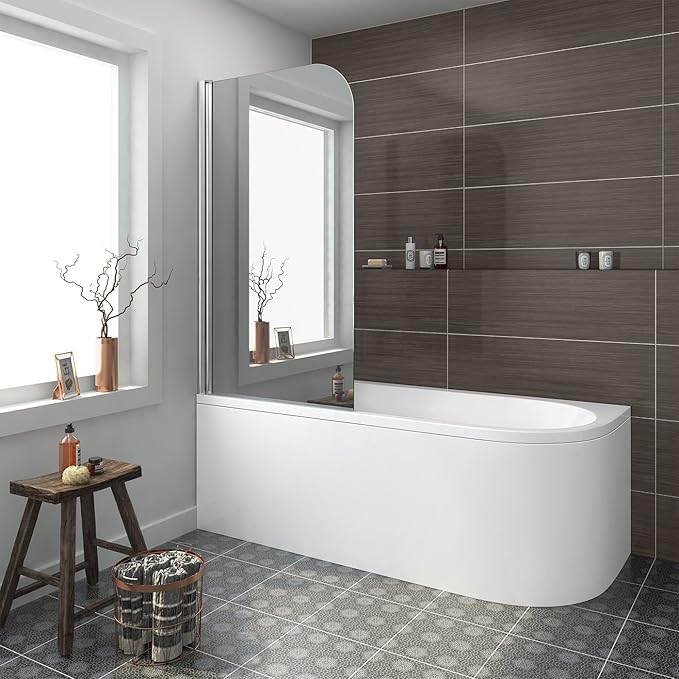 Espejo mano izquierda de ducha baño cristal acrílico blanco 6 mm