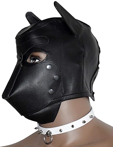 Maske Dogplay Petplay Hundemaske Hund Welpe Kopfmaske Ledermaske schwarz BDSM Fetisch Sexspiel