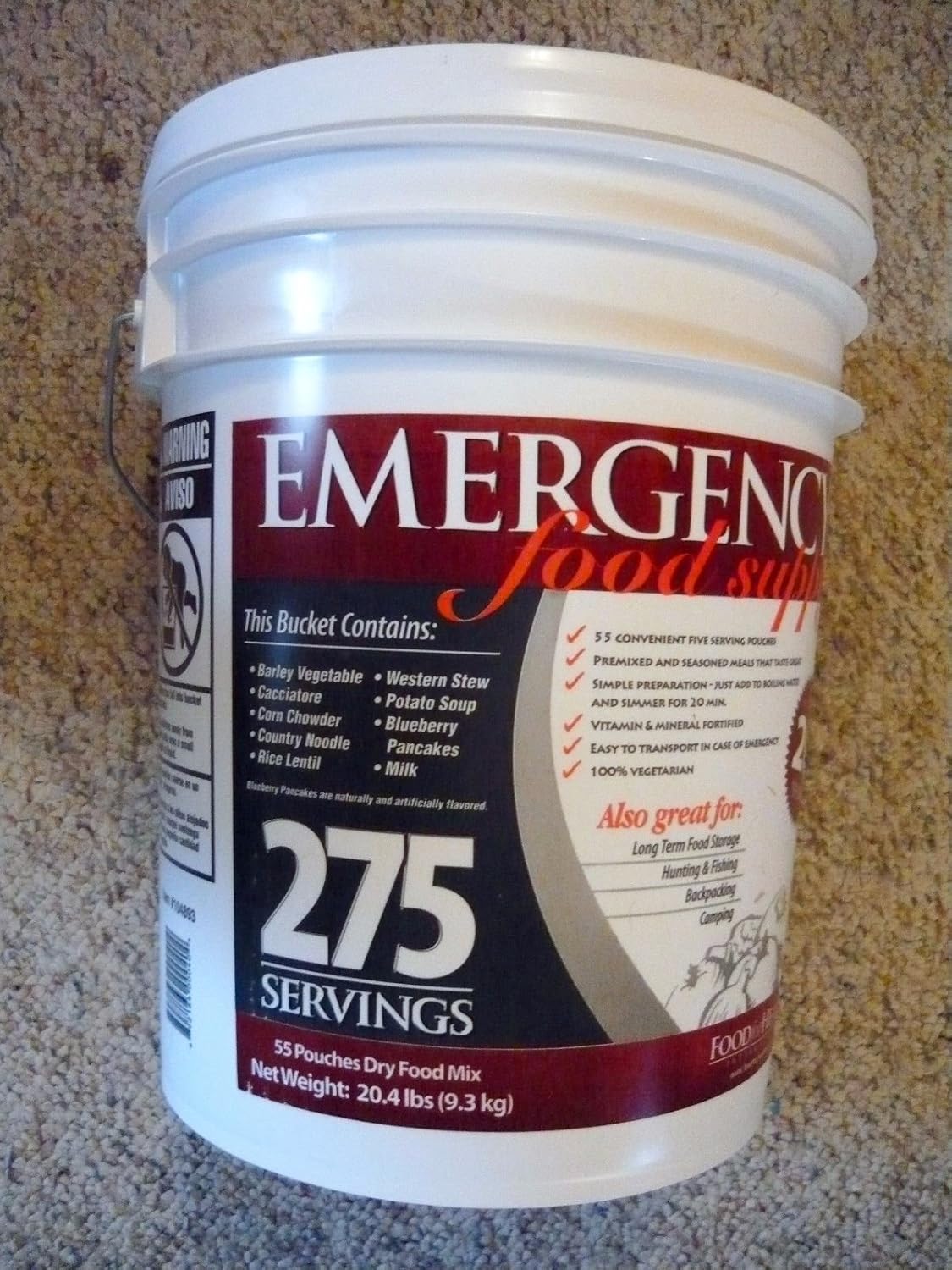 Food for Health Emergency Food Supply Bucket 275 Servings 20 year life