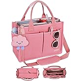 BESBESME Canvas Tote Bag for Women with Zipper & Compartments– Large Work & College Laptop Tote Crossbody Shoulder Bag