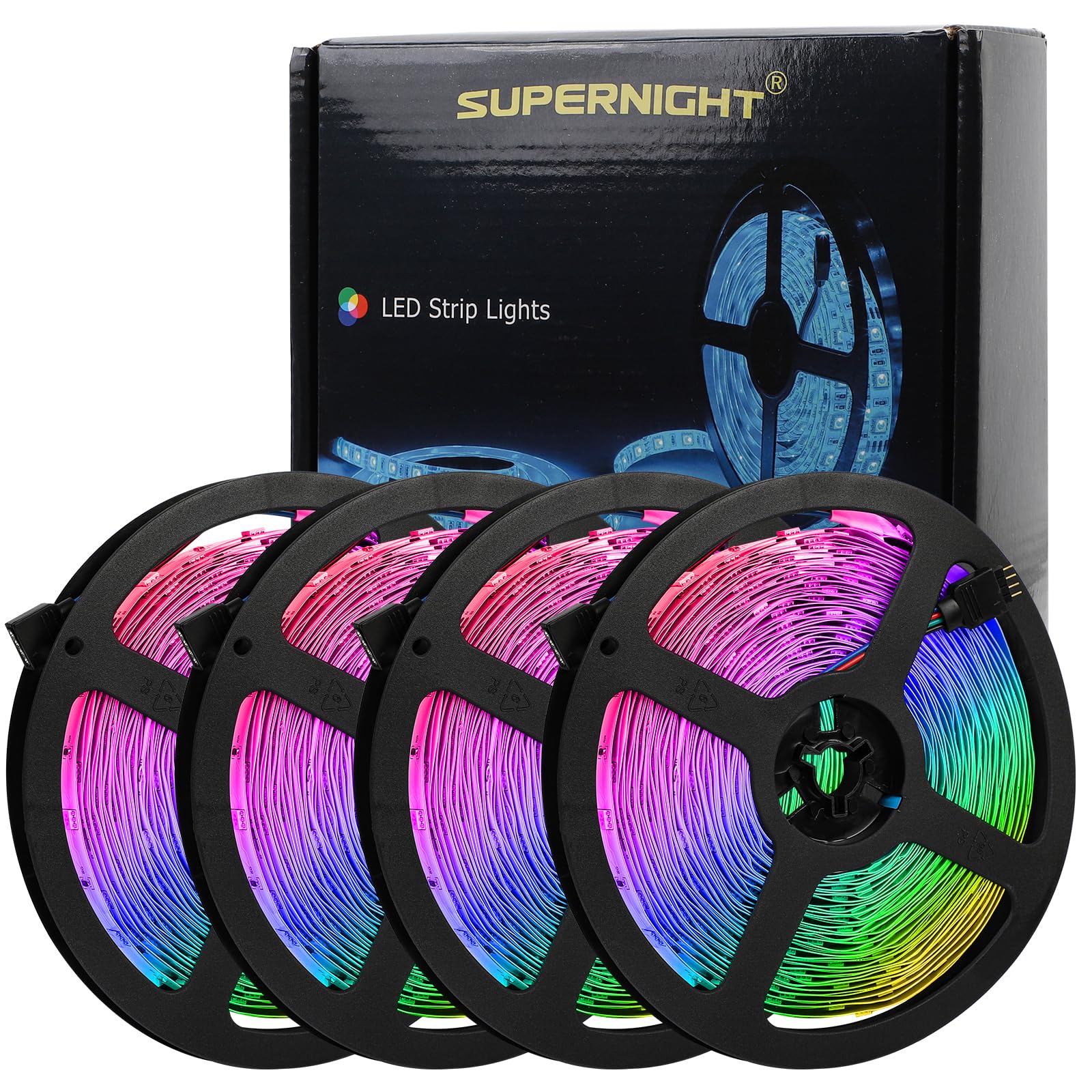 Photo 1 of SUPERNIGHT 131.2FT Led Light Strips, 4 Rolls of 32.8FT 5050 300 Led Strip RGB, Color Changing Led Rope Lights, TV LED Backlight Decor, Led Tape Light for Bedroom, Party