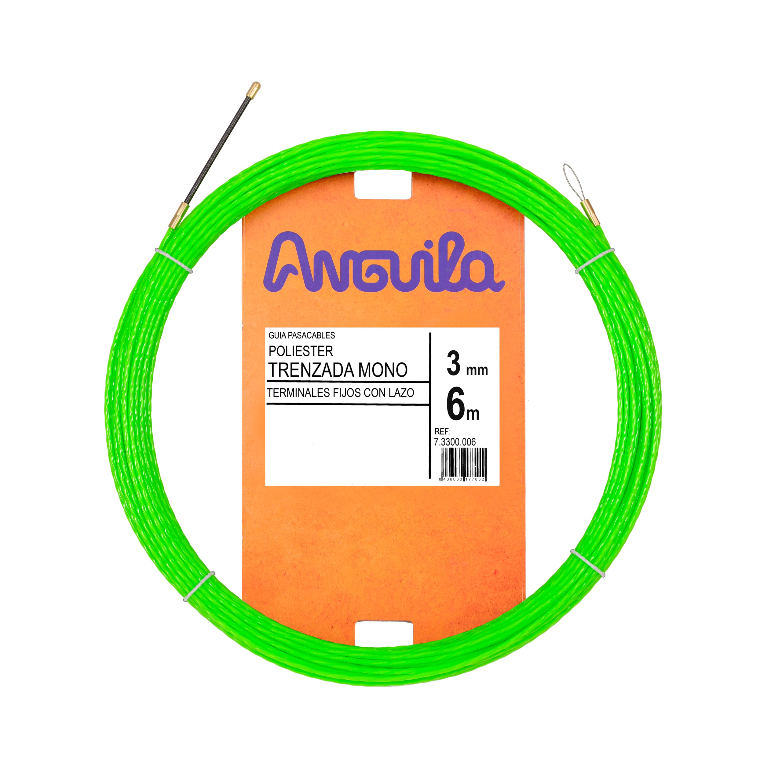 ANGUILA MAX 7.3300.006 – Cable Guide Braided Polyester Monofilament 6 m, Special Narrow Tubes, Green