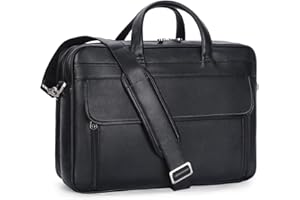 TIDING Leather Briefcase for Men Fits 15.6" 17.3" Laptop, Large Work Business Messenger Shoulder Bag Office Attache Case