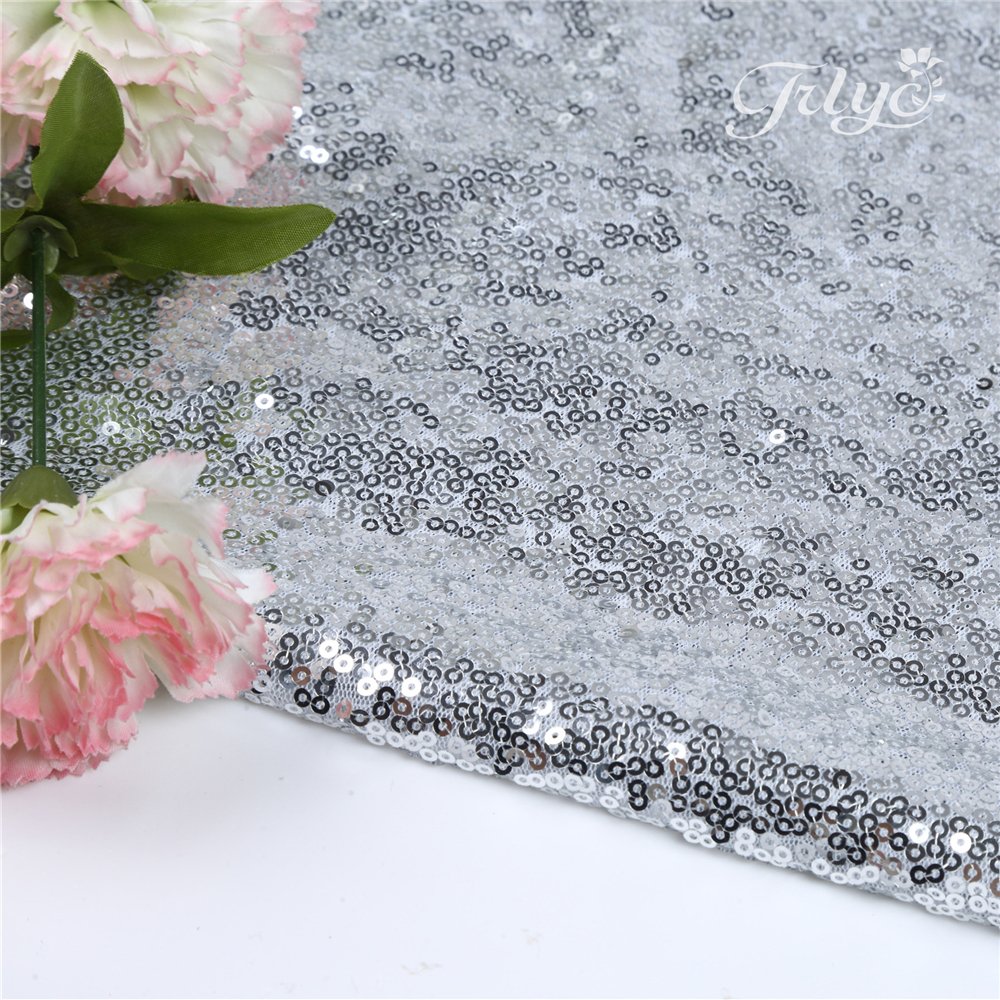 TRLYC Sparkle Carpet Runner Sequin Aisles Runner for WeddingSilver 4ftx16ft Home & Kitchen