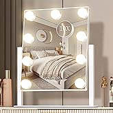 NUSVAN Vanity Mirror with Lights, Makeup Mirror with Lights,3 Color Lighting Modes Detachable 10X Magnification Mirror Touch 