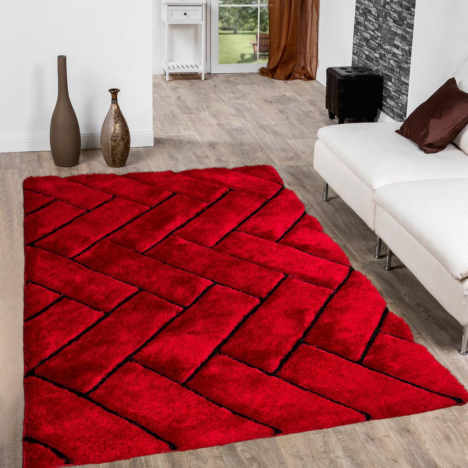 Amazon Com Allstar 5x7 Red Modern And Contemporary Hand Carved Rectangular Shag Accent Rug With Black Abstract Geometric Diagonal Brick Design 4 11 X 6 11 Home Kitchen Find & download free graphic resources for black and red. allstar 5x7 red modern and contemporary hand carved rectangular shag accent rug with black abstract geometric diagonal brick design 4 11 x 6 11