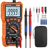 Proster TRMS Multimeter - 6000 Counts 20A NCV Magnetic with Temp | 20A AC/DC Current NCV detector Magnetic Back Hands-free Backlit LCD Flashlight with Temp Probe, Leads, Clips, Fuses, Bag