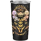 Mushroom Tumbler, Mushroom Gifts for Women, Moth Moon Tumbler,Sun Moon Cup, Witchy Birthday Gifts Constellation Insulated Tumbler With Lid Coffee Mug 20 OZ