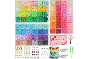 Redtwo 15000 Pcs Clay Beads Bracelet Making Kit, 3 Boxes 72 Colors Friendship Bracelet Kit Flat Polymer Heishi Beads for Jewelry Making, Crafts Gift for Girls Ages 6-12