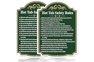 FKNSGR Hot Tub Safety Rules Sign 2 Pack, 10 x 14 inches Rust Free .040 Aluminum Pool Sign, UV Protected, Fade Resistant