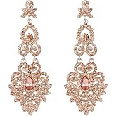 Flyonce Bridal Crystal Vintage Style Art Deco Chandelier Dangle Earrings for Women, Wedding Jewelry