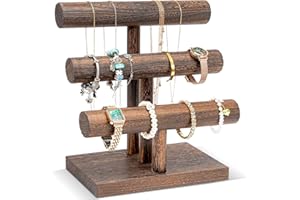 ProCase Bracelet Holder Display Bracelet Organizer, Wooden Bracelet Stand for Selling, T-bar Bangle Storage Rack Wood Watch D
