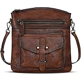 HESHE Leather Crossbody Bags for Women Satchel Purses Shoulder Purses and Handbags Cross Body Bag with Multi Pockets