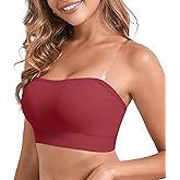 DEANGELMON Strapless Bras for Women Wireless Push Up Non-Slip Bandeau Bra Seamless Clear Straps TubeTop Padded Bralette