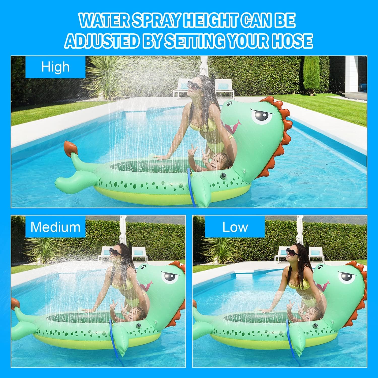 Vumdua Dinosaur Inflatable Sprinkler Pool for Kids, 77'' Kiddie Pool Splash Pad for Kids Toddlers, Baby Wading Pool Swimming Pool Outdoor Water Toys for Boys and Girls: Health & Personal Care