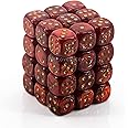 Chessex Dice d6 Sets: Scarab Scarlet with Gold - 12mm Six Sided Die (36) Block of Dice