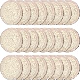 24 Pieces Exfoliating Loofah Pad Facial Body Scrubber Round Bath Shower Loofah Sponge Pad Natural Exfoliating Scrubber Brush Close to Skin for Men Women Shower Bath and Spa(6.5 x 6.5 cm)