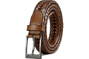 CHAOREN Leather Braided Belts for Men - 1 1/8" Mens Casual Woven Leather Belt for Dress Pant