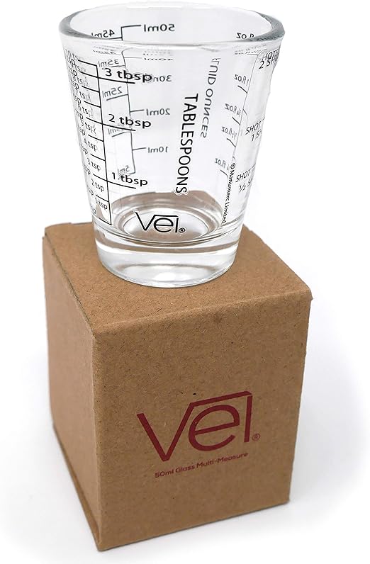 Vel. 50ml Glass Mini Measure Shots, Milliliters, Tablespoons
