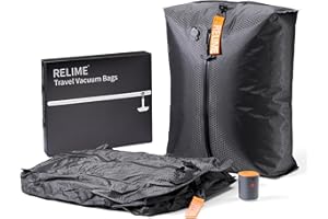 Relime Classic Series Vacuum Bags for Travel Luggage with Wireless Pump, Compression Bags for Carry On Suitcases and Backpack, Vacuum Seal Packing cube for Cloth Packing (2PC + PUMP)
