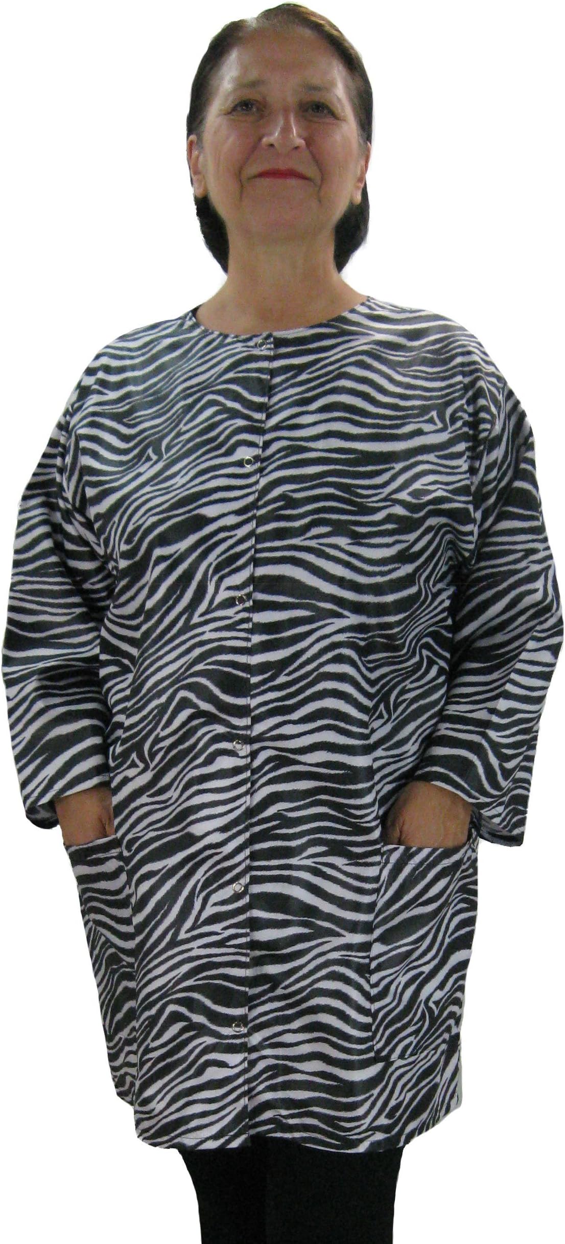 Zebra Print Hair Stylist Smock Dog Groomers One Size Designer Jacket for Women